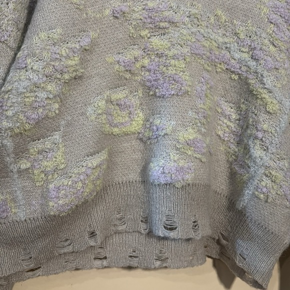 By Anthropologie Purple Beige Textured Oversized V-Neck Sweater Size XS - Picture 9 of 16